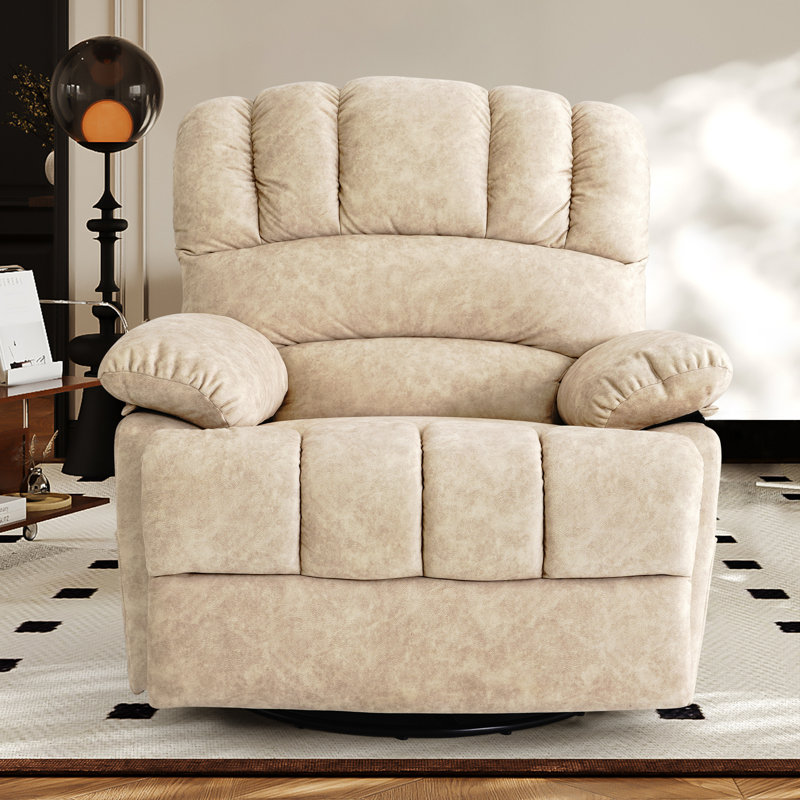 Oversized Swivel Rocker Recliner Chair Glider Rocker Lazy Recliner, Beige