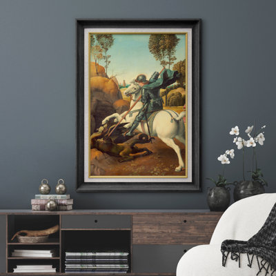 Saint George and the Dragon, œuvre d'art classique classique, images de combats de chevaliers médiévaux, impression sur toile encadrée