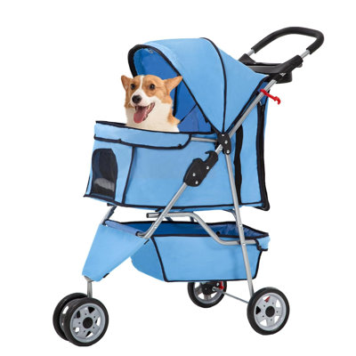 Pet Stroller Foldable Dog Stroller 3-Wheel Durable Cat Jogger Stroller For Small And Medium Dogs Cats With Washable Liner Storage Basket Cup Holder -  ToccoLeggero, WFY - AM - B0CTM-MDLZF