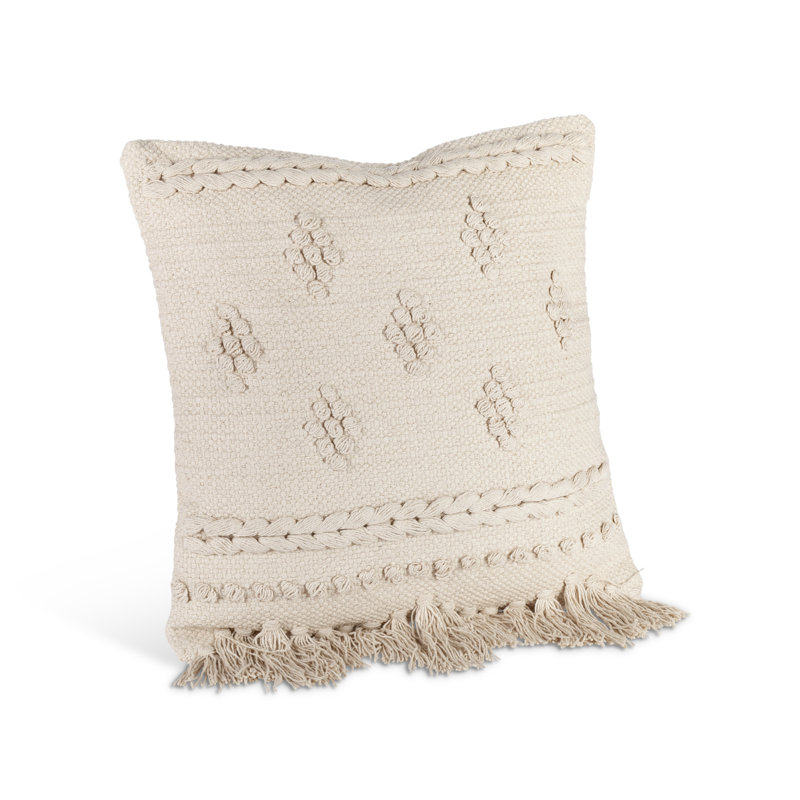 Oreiller carré tissé à motif de losanges, polyester
