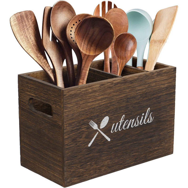 Wood Rectangle Flatware Caddy