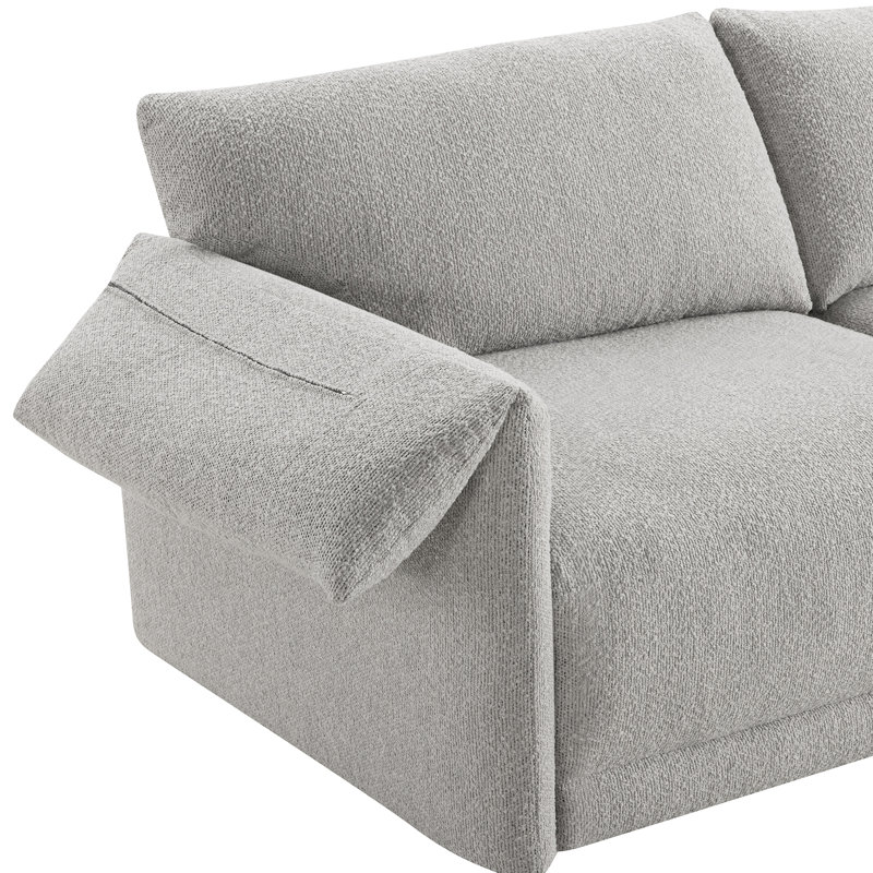 115'' Boucle 5 - Piece Modular Sectional, Gray Boucle 