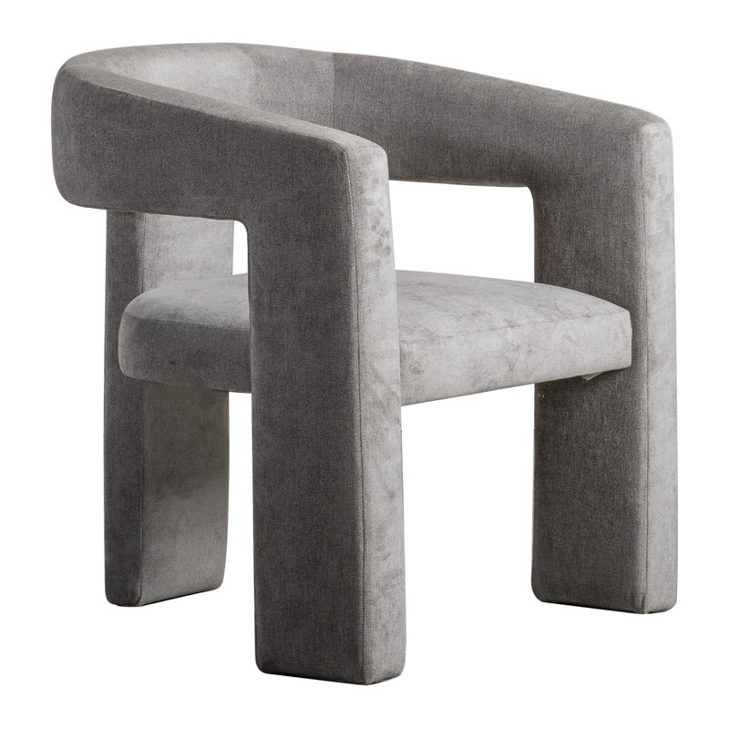 Fauteuil demi-tonneau en polyester 29 po Verna, Gris