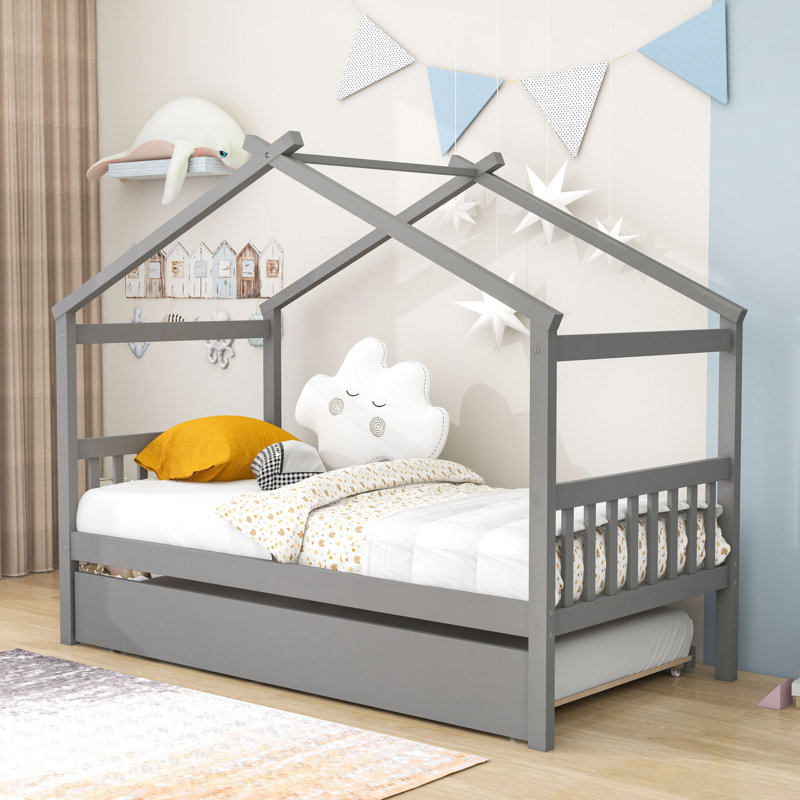 Lit plateforme avec couchette simple Prana, gris, Simple