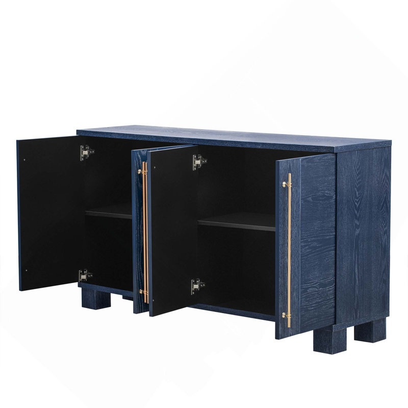 Buffet traditionnel en bois avec tablettes réglables et poignées dorées Trexm pour des solutions de rangement élégantes