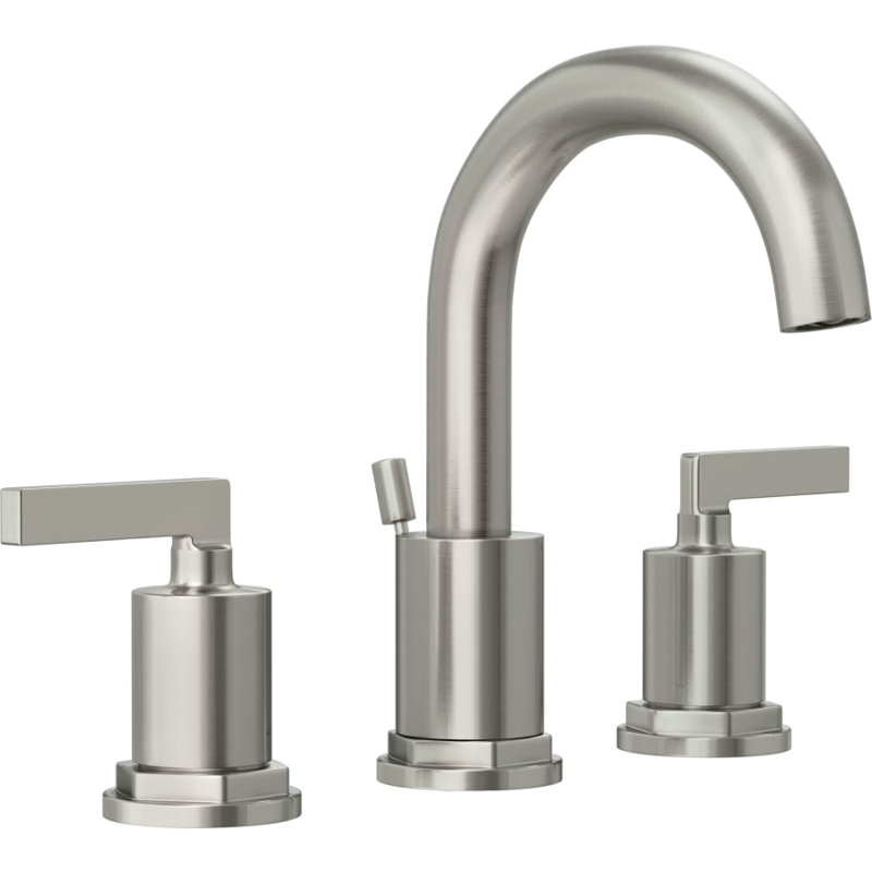 Robinet de salle de bain à large entraxe avec bonde, Nickel brossé