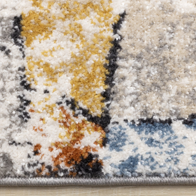Tapis multicolore à motif de vitrail Hoquiam, Rectangle 5 pi 3 po x 7 pi 7 po