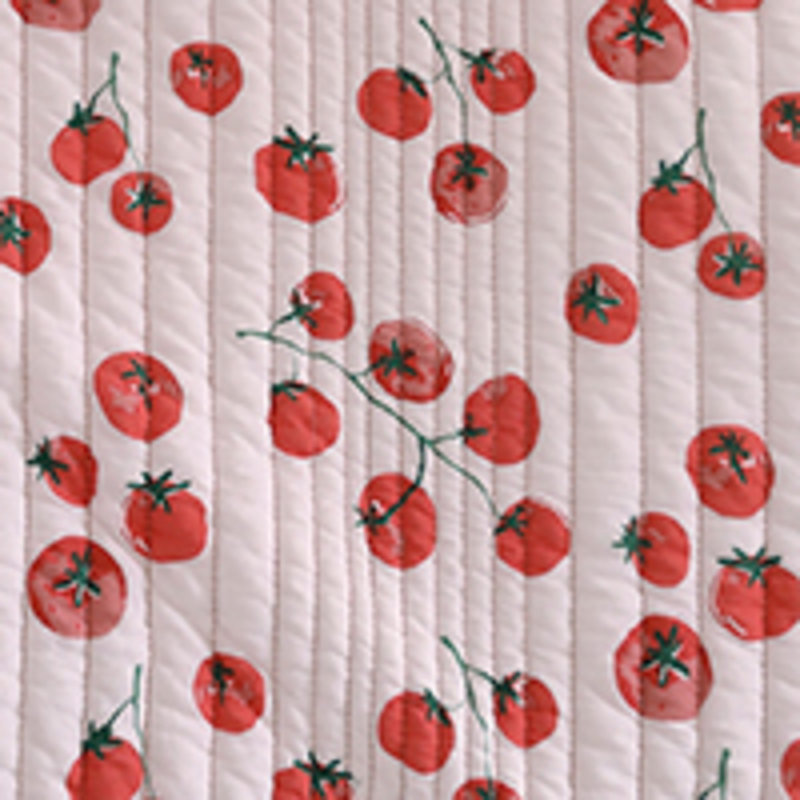 Twin Reversible Red Cotton Tomato Pattern Quilt Set