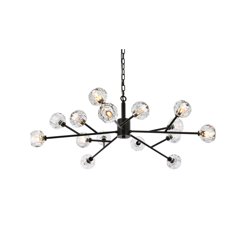 Luminaire suspendu sphérique spoutnik 15 lumières Alaiah, Noir
