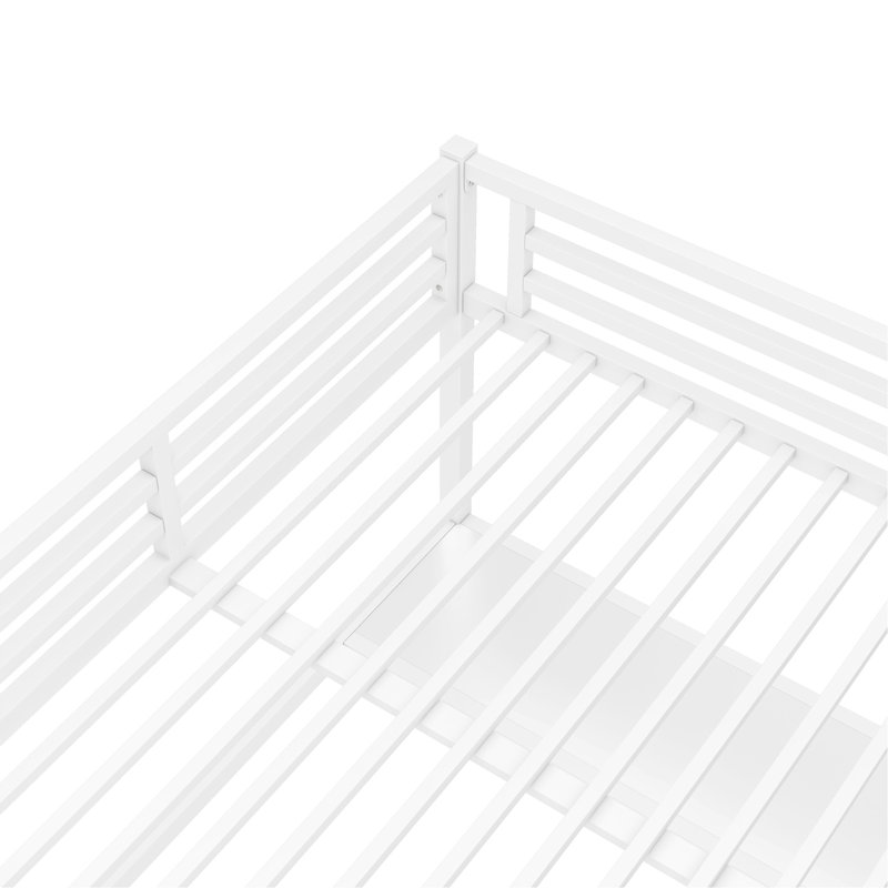 Grand lit mezzanine en métal avec prise de courant et éclairage DEL, peu encombrant, réduit le bruit, blanc
