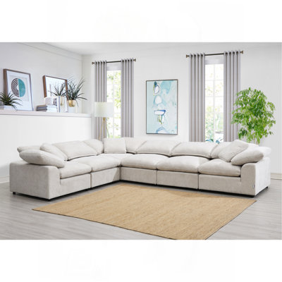 Ivory Linen 6Pcs Modular Sectional