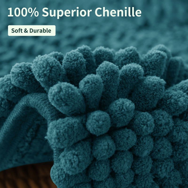 Chenault Soft Chenille Bathroom Rug, Teal, 24" W x 60" L