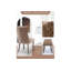 Ensemble 7 pièces de cuisine et salle à manger de ferme avec table à piédestal extensible, rangement fermé et chaises capitonnées
