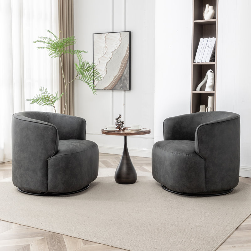 Fauteuil demi-tonneau pivotant Jalena, Polyester gris anthracite