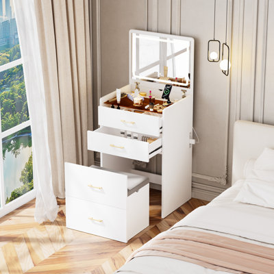 Meuble-lavabo 3 en 1 avec miroir ouvert