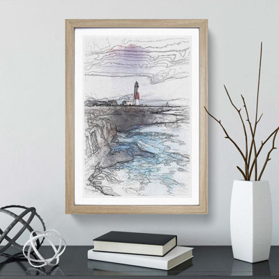 Portland Bill Lighthouse in Dorset Abstract Art - Picture Frame Graphic Art Print