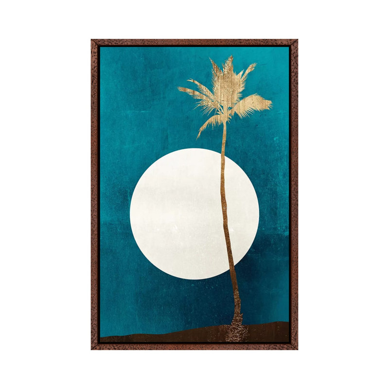 Caribbean Dreams-Gold 1 Piece Wall Art on Canvas, 101.6cm H x 66.04cm W x 3.81cm D, Classic Brown Wood Floater Framed