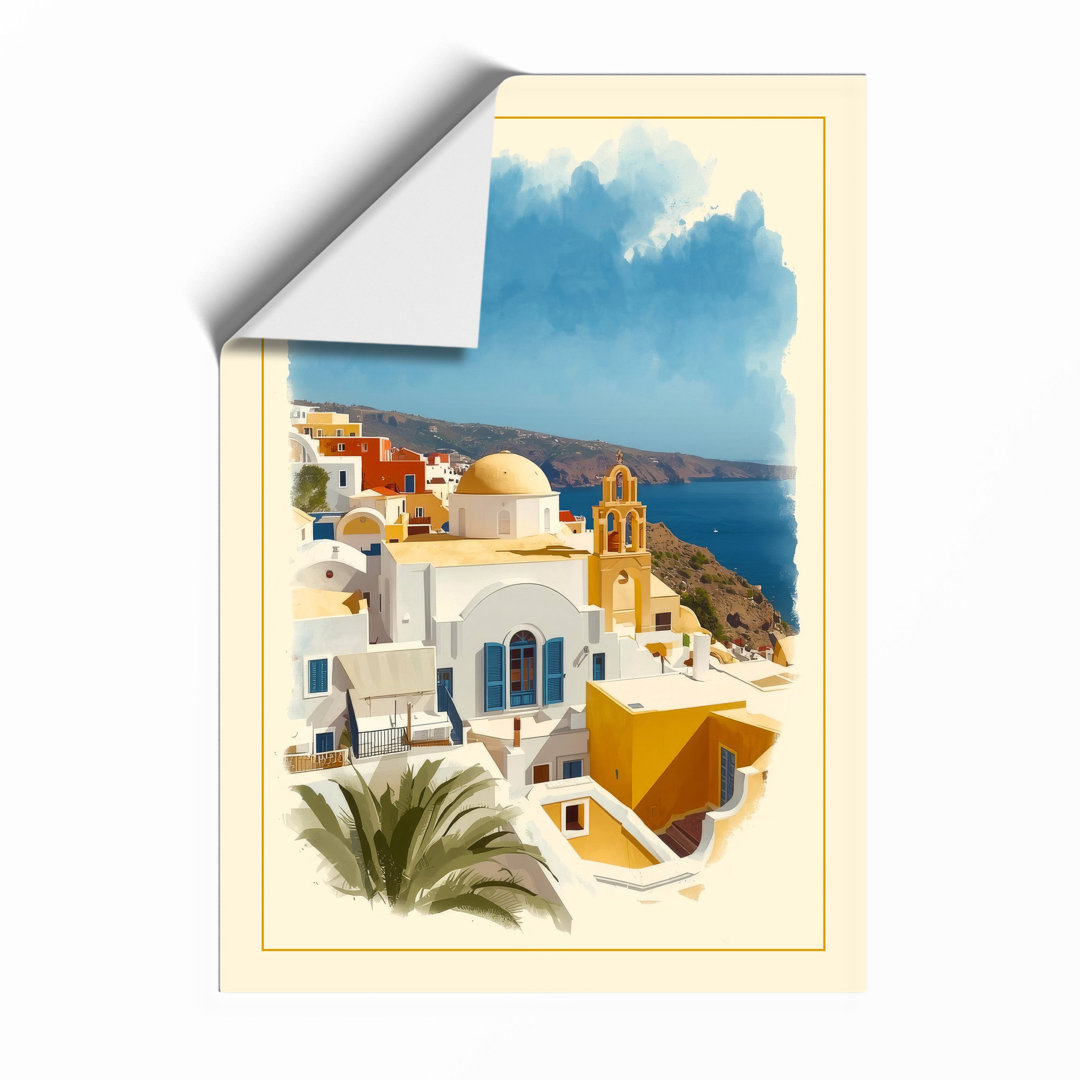 Mediterranean Village Coastal - Framed Print