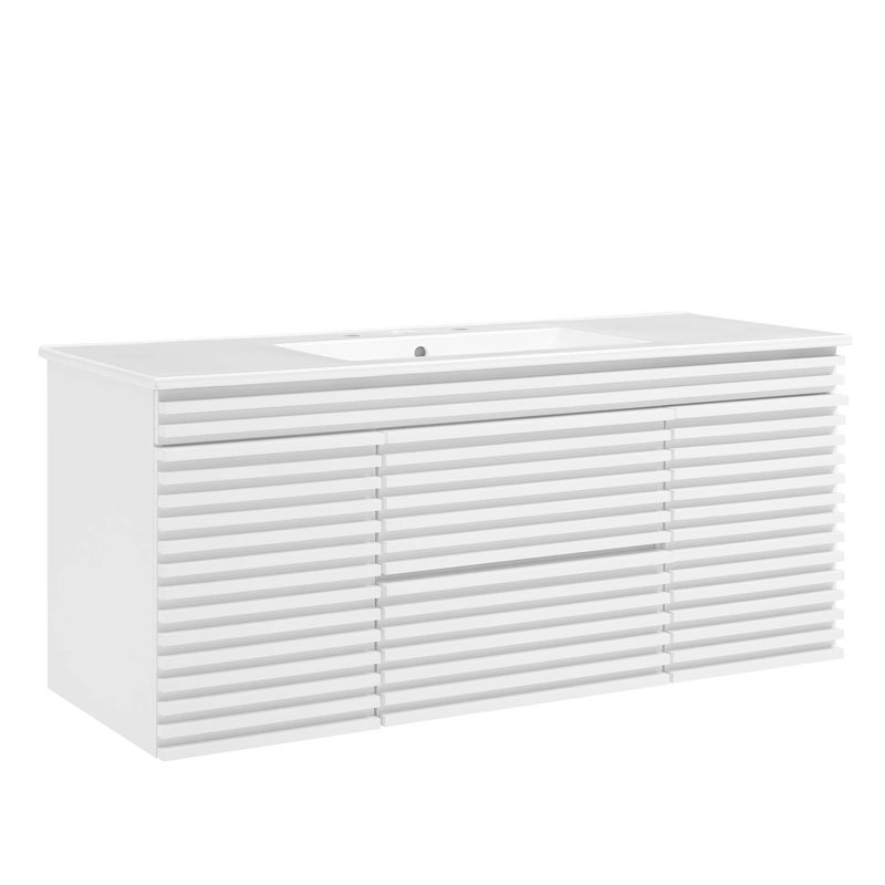 Meuble-lavabo mural 48 po Modway Render, Blanc, Blanc