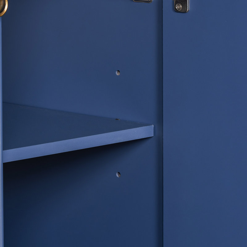Armoire de salle de bain de style transitionnel de 36 pouces avec lavabo en résine, Bleu marine