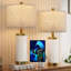 Lampe de table en céramique blanche 24,5 ", ensemble de lampes de chevet moderne pour salon, ports USB (ensemble de 2)-1661785182-1661785249