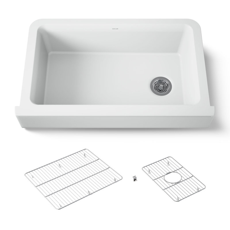 Cairn Undermount Single-Bowl Farmhouse Kitchen Sink, Matte White