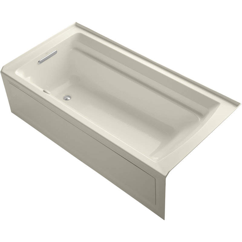 Archer 72" x 36" Alcove Air Acrylic Bathtub Heater Included, Almond, Left
