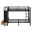 Lit superposé en métal pour les adolescents avec tablettes de rangement, tiroirs et panneau perforé-1781569774