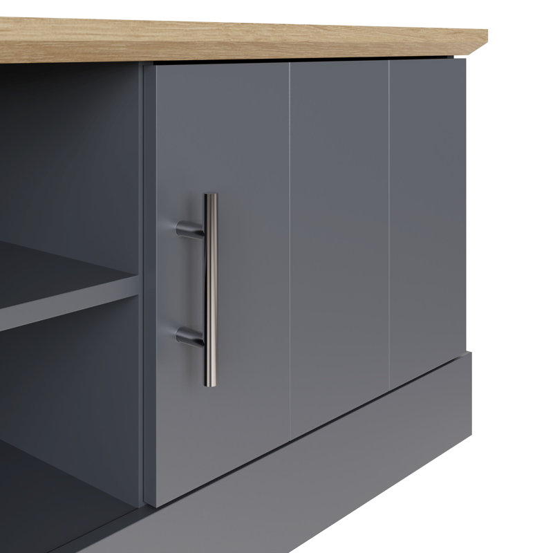 Brielle Unfinished TV Stand for TVs up to 65", Slate Blue