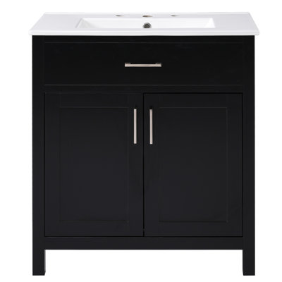 Meuble-lavabo de 30 pouces avec lavabo en céramique et beaucoup de rangement - le choix parfait pour les petites salles de bain