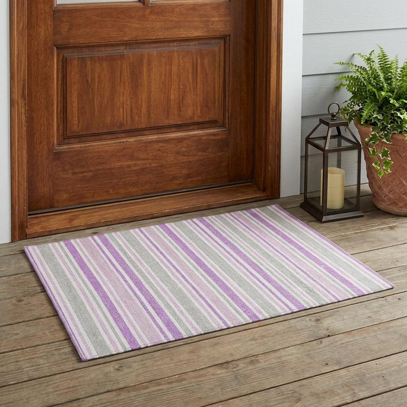 3' X 5' Pearl Striped Washable Non Skid Indoor Outdoor Area Rug