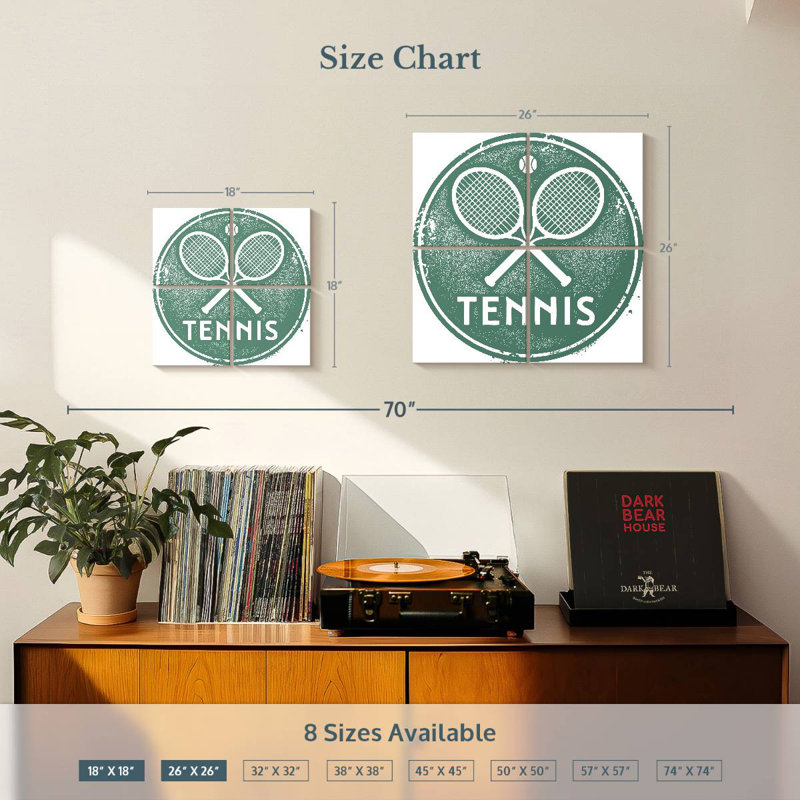 Kema Tennis, typographie, H 26 po x l 26 po