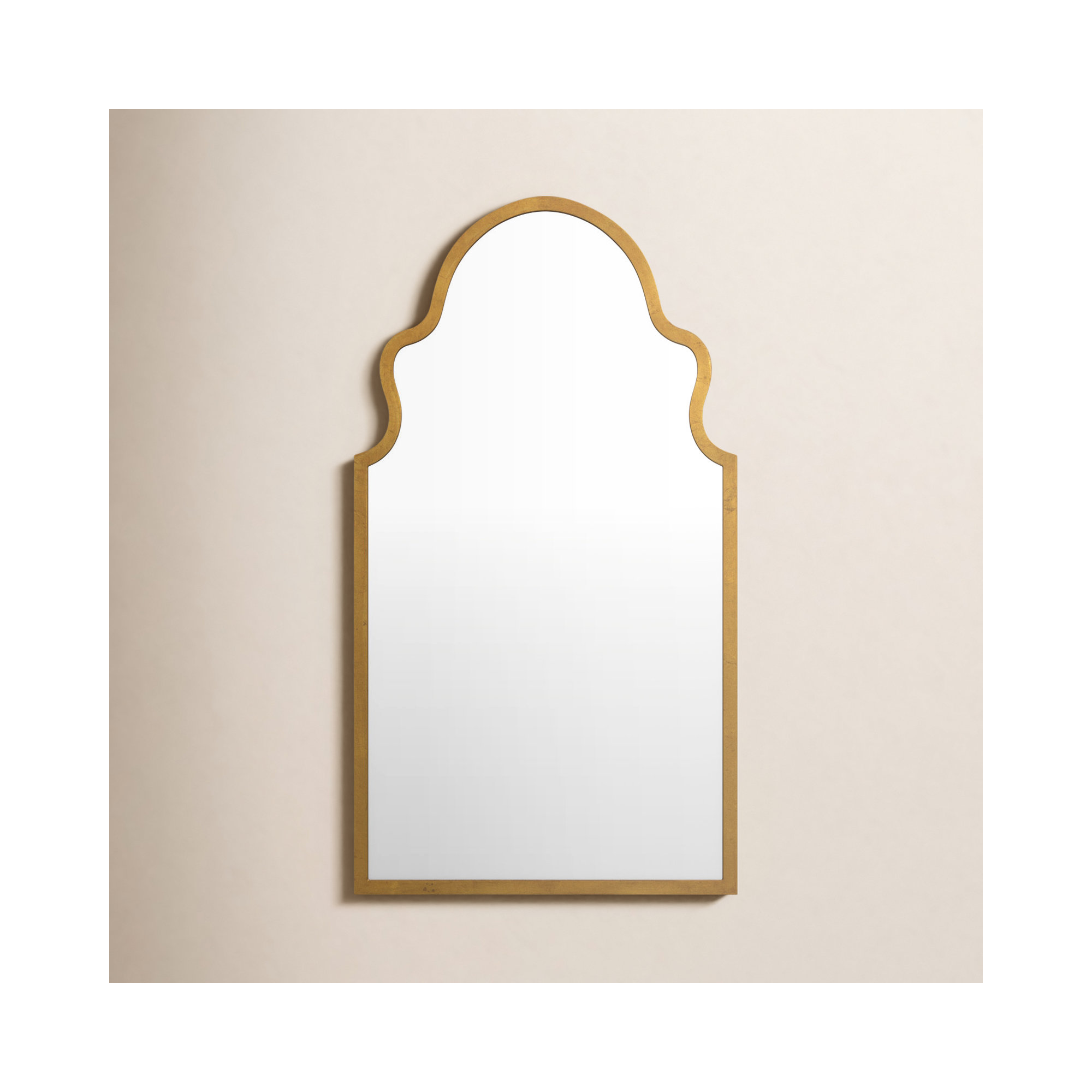 Rosario Metal Arch Mirror, Textured Gold Leaf