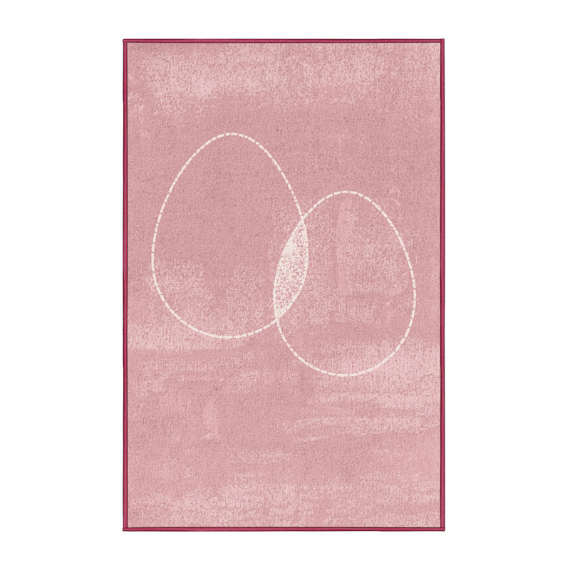 Soft Plush Eucleides Easter Modern & Contemporary Abstract Area Rug in Pink – Rose Binding, 7x9