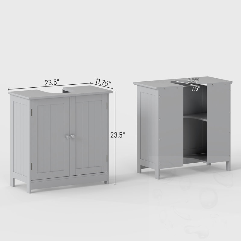 Armoire de salle de bain avec 2 portes, Gris clair