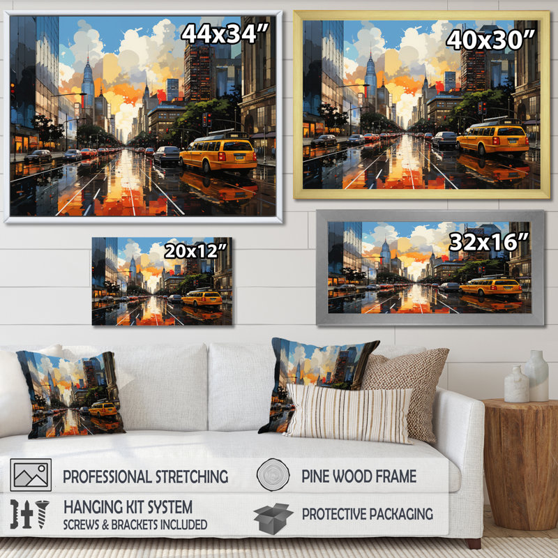 City Atlanta Popart II sur toile, Cadre doré à une seule photo, H 30 po x l 40 po x P 1,5 po
