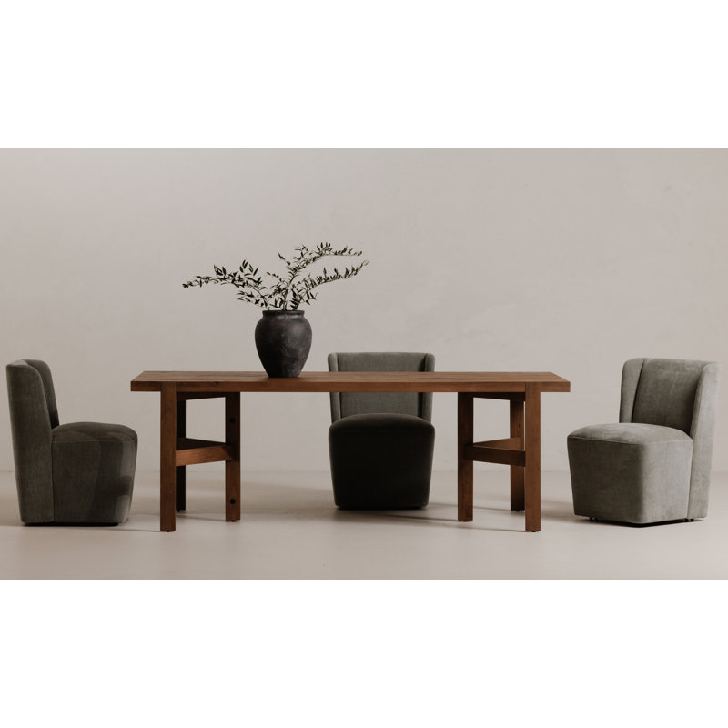 Corabeth Upholstered Rolling Dining Chair, Capri Sapphire