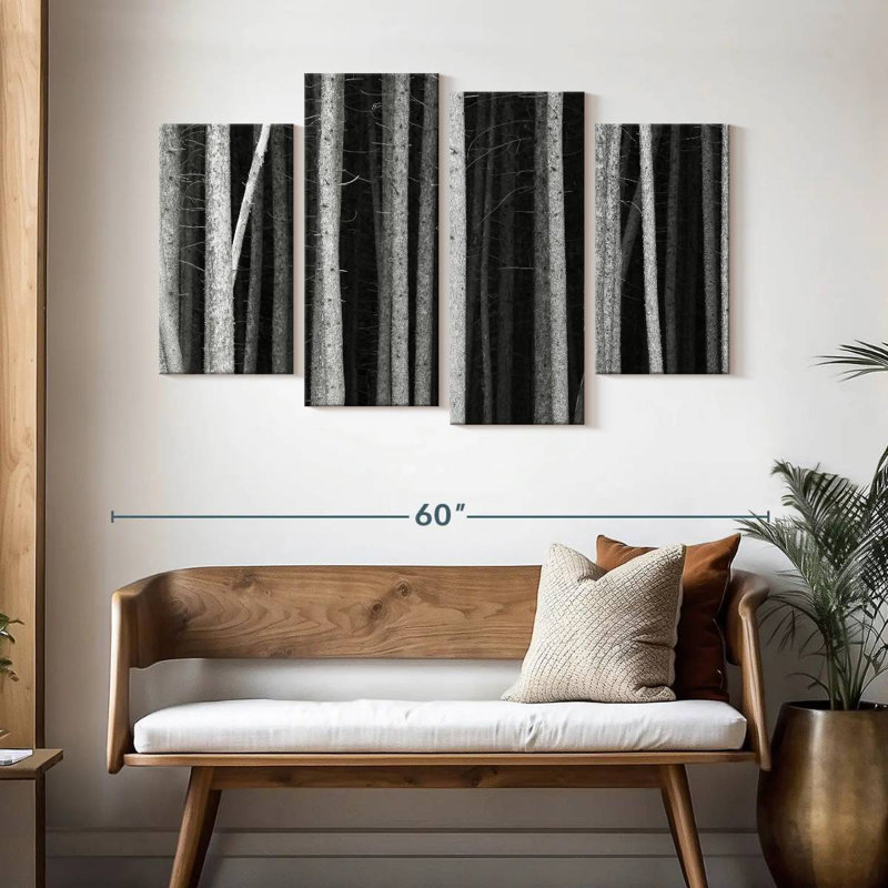 BW Pine Trees, H 32 po x l 52 po