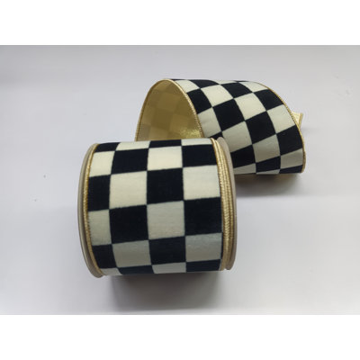 BLACK & IVORY CHECKERED RIBBON