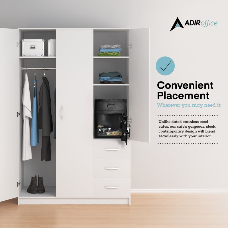 AdirOffice Black 1.1 Cu. Ft. Steel Digital Depository Safe with Keypad