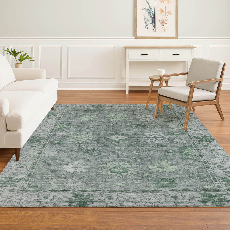Premium Machine Washable Mayfield AMF2051 Global Rug, 8' x 10', Aloe