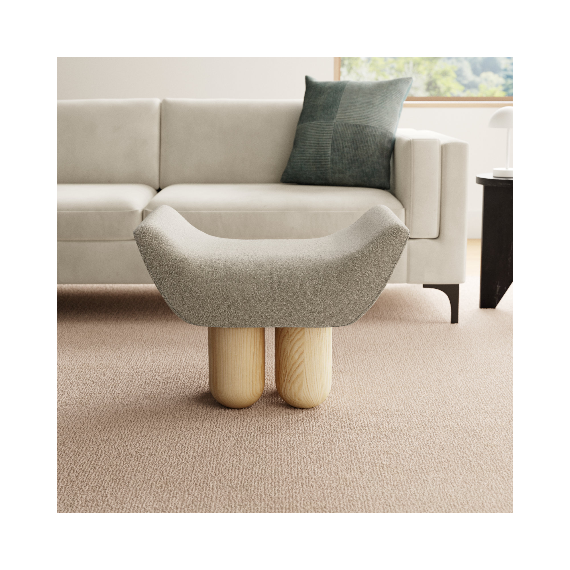 Lydie Upholstered Ottoman, Dark Brown Fabric