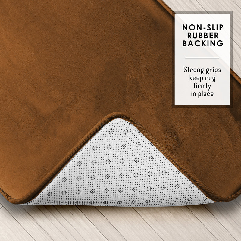Aighan 3 Piece Ultra Soft and Absorbent Memory Foam Bath Rug Set with Non-Slip Backing, Brown