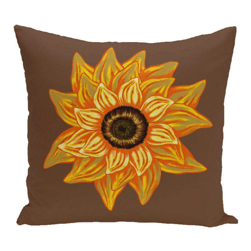 Floral Outdoor Square Pillow Cover & Insert, Brown
