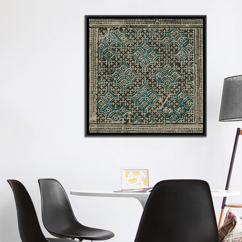 « block print textile iii », impression sur toile, H 37 po x l 37 po x P 1,5 po, Toile avec cadre noir