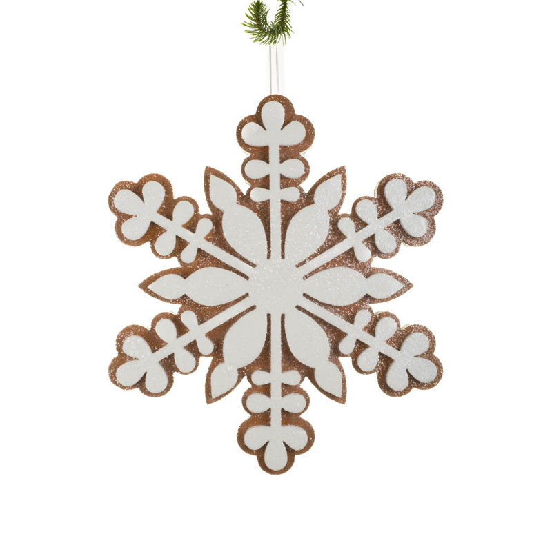 Flocon de neige blanc en biscuit pain d'épice blanc, H 20 po x l 17,5 po x P 2,5 po