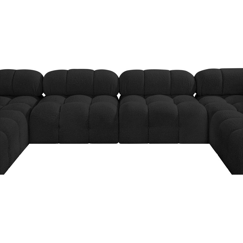 Canapé modulaire Ames 136 po Ames, Tissu bouclé noir