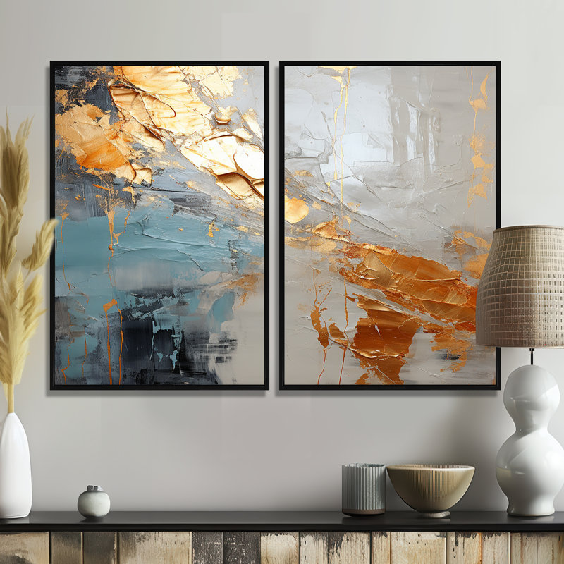 Or et gris, formes liquides modernes III - formes abstraites modernes, art mural, Black, 36" H x 48" W