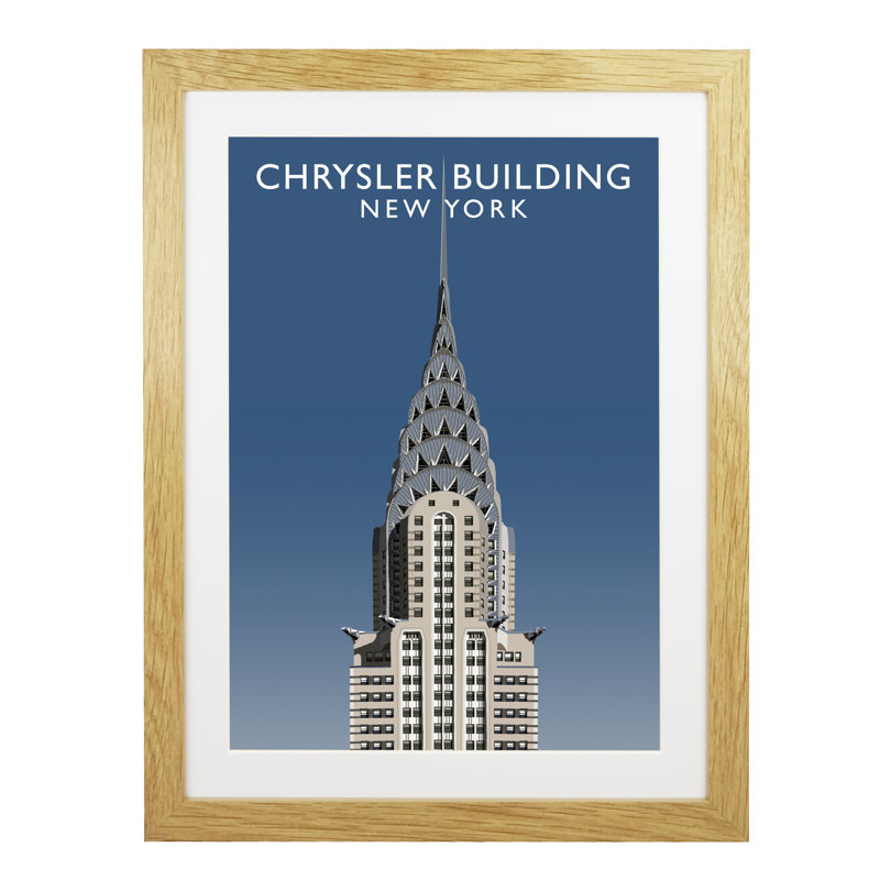 Chrysler Building by Richard O'Neil - Print, Oak Wood Frame, 43.5 cm H x 33.5 cm W x 2.2 cm D