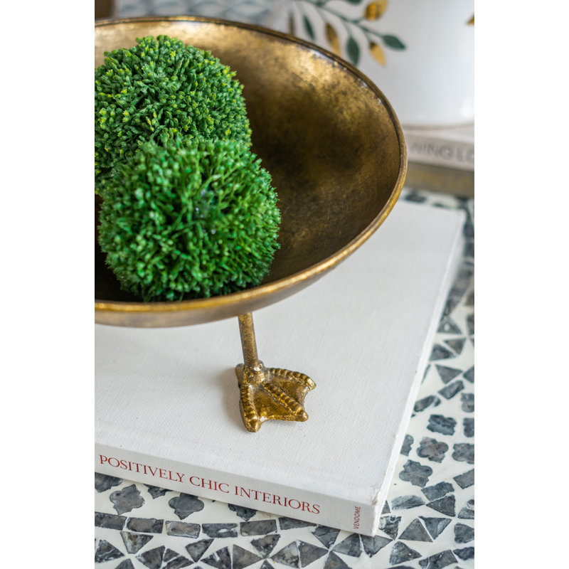 Iron Accent Trays with Duck Feet - Set of 2 - 12"Dia. x 3" - Gold